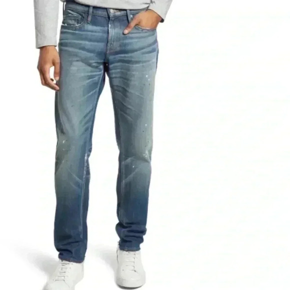 NWT Frame Denim l’homme slim fit/straight leg Everhart paint distressed jeans - Picture 1 of 11